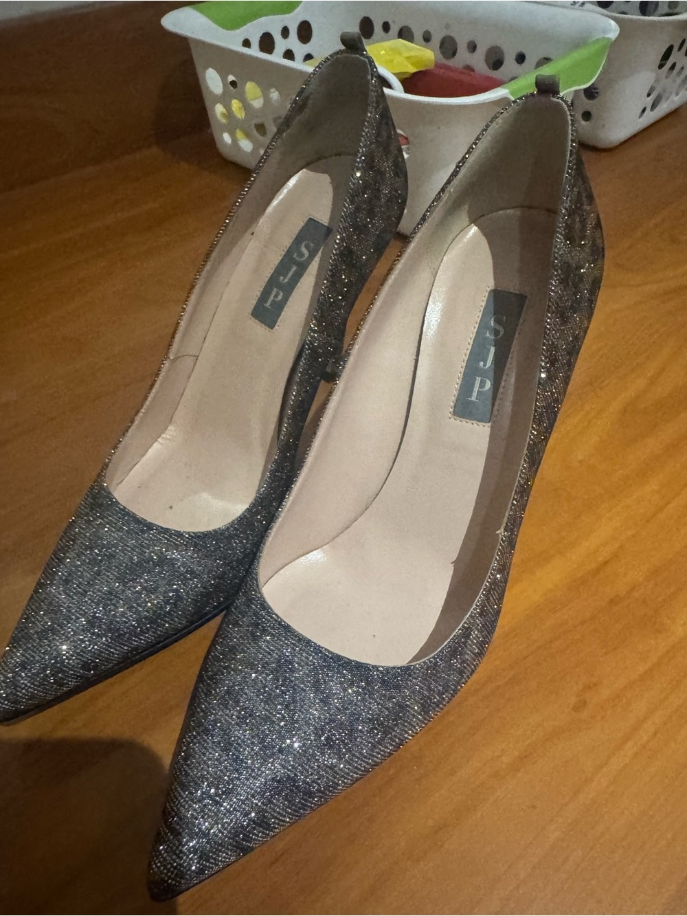 SJP by Sarah Jessica Parker Glitter Pointed-Toe Pumps in Silver